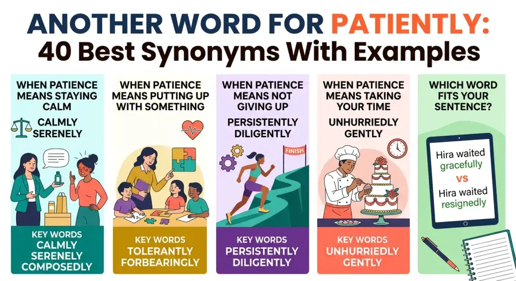 another word for patiently